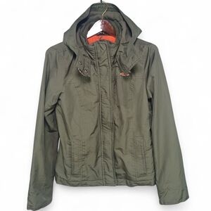 Hollister Girls Youth Large Green Hooded Winter Jacket Fleece Lined Zip Up Coat